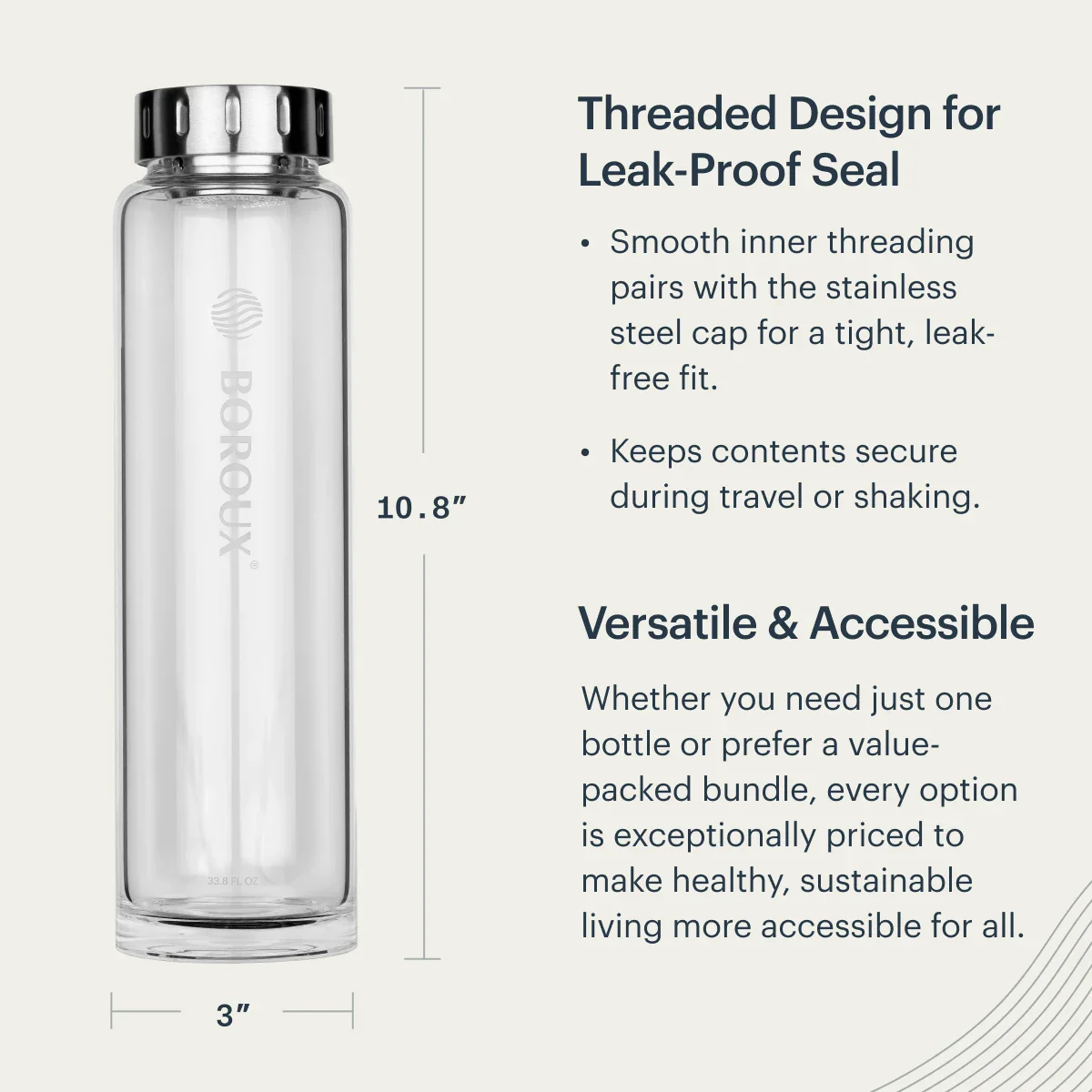Glass Water Bottle - 1L - Image 5